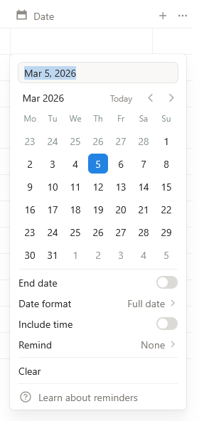 Calendar in a Notion cell | Toolhunt.pro